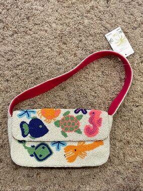 Multiple Fish Motif Beaded Purse